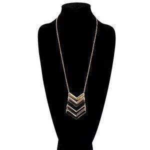 💎 LANE BRYANT Mixed Metals Sleek & Modern Chevron Chic Bib Necklace | NWT